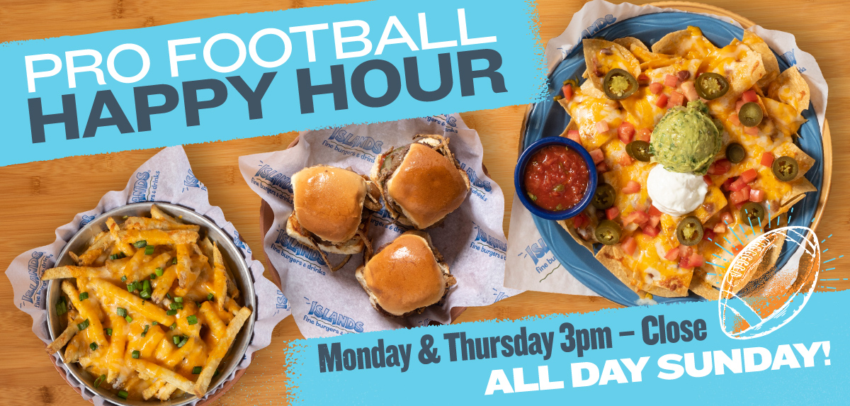 Pro Football Happy Hour - Monday & Thursday 3pm - Close - All Day Sunday