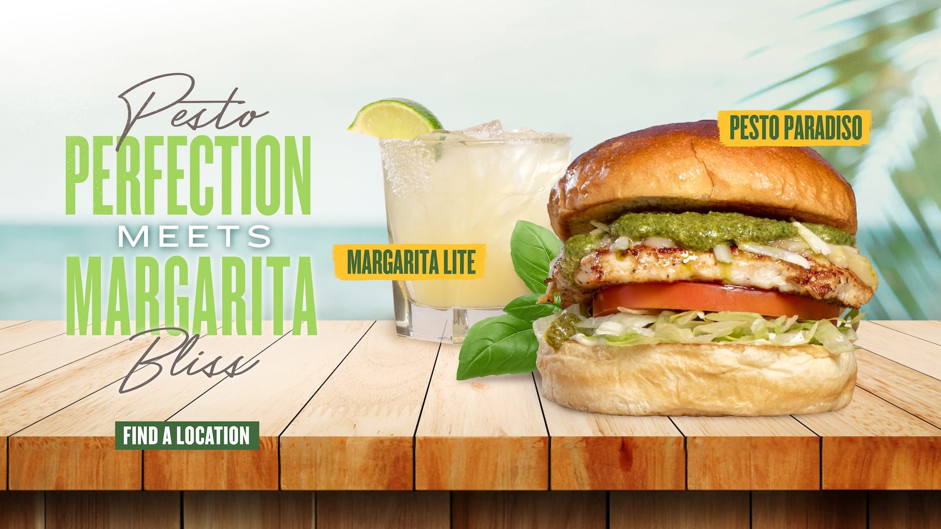 Pesto Perfection Meets Margarita Bliss - Find a Location - Margarita Lite - Pesto Paradiso